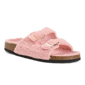 Olivia Miller Girl’s Cloud Lounge Sandals Faux Fur Pink/Blush Size 2 NEW